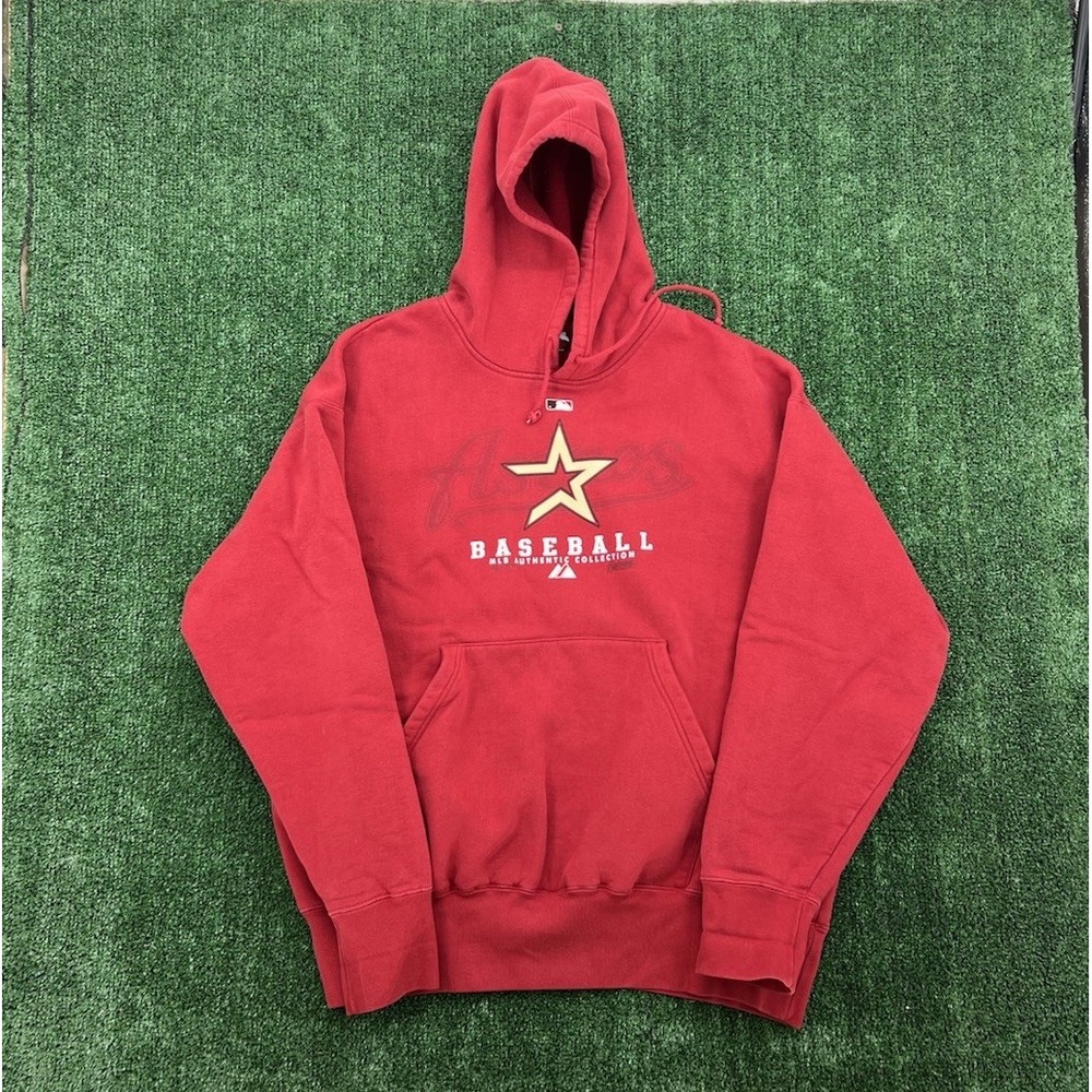 Vintage Houston Astros Majestic Authentic Hoodie Red Mens  XXL
